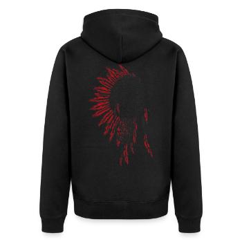 Silent Fall - coiffe de plumes indien, chef - Veste à capuche bio Premium Unisexe - noir - Dos - Nico (187cm)