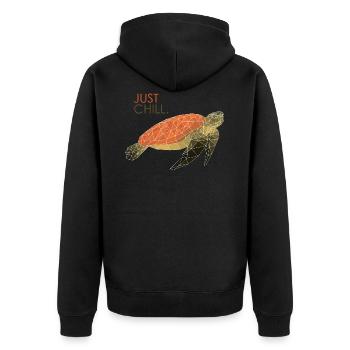 Just chill chill toad motif - Unisex Premium Organic Zip Hoodie - black - Back - Nico (187cm)