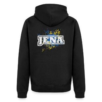Jena - Unisex Premium Bio Zip Hoodie - Schwarz - Hinten - Nico (187cm)