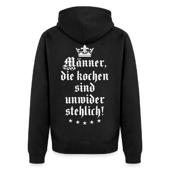 07 Männer die kochen sind unwiderstehlich Koch - Unisex Premium Bio Zip Hoodie - Schwarz - Hinten - Nico (187cm)