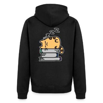 Sleeping cat - Unisex Premium Organic Zip Hoodie - black - Back - Nico (187cm)