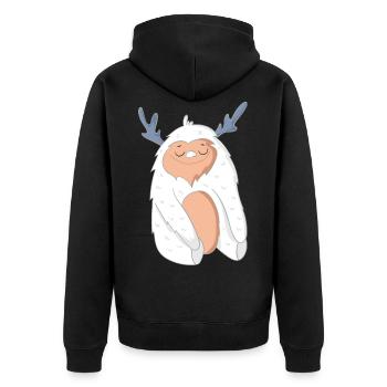 Yeti - Unisex Premium Bio Zip Hoodie - Schwarz - Hinten - Nico (187cm)