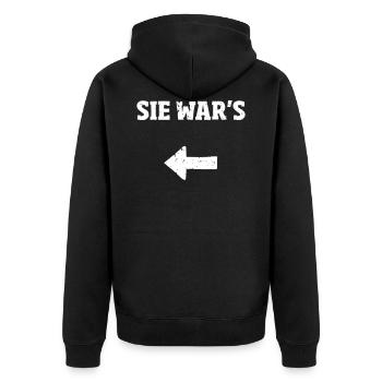 Sie wars Partner Shirt - Unisex Premium Bio Zip Hoodie - Schwarz - Hinten - Nico (187cm)