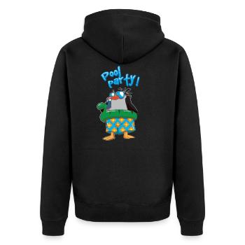 pool party pinguin dino schwimmreif - Unisex Premium Bio Zip Hoodie - Schwarz - Hinten - Nico (187cm)