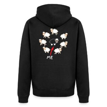Black sheep - Unisex Premium Organic Zip Hoodie - black - Back - Nico (187cm)