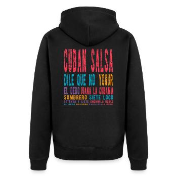 Cuban Salsa Latin Dance Shirt - Unisex Premium Bio Zip Hoodie - Schwarz - Hinten - Nico (187cm)
