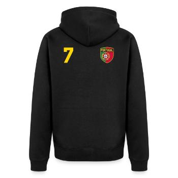 Portugal - Unisex Premium Organic Zip Hoodie - black - Back - Nico (187cm)