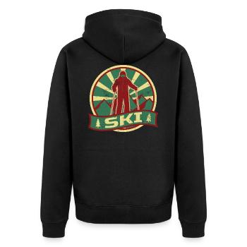 Propagande de ski | Sports d'hiver Vacances d'hiver - Veste à capuche bio Premium Unisexe - noir - Dos - Nico (187cm)