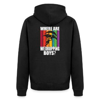 Where are we dropping guys? PUBG Battle Royal - Unisex Premium Bio Zip Hoodie - Schwarz - Hinten - Nico (187cm)