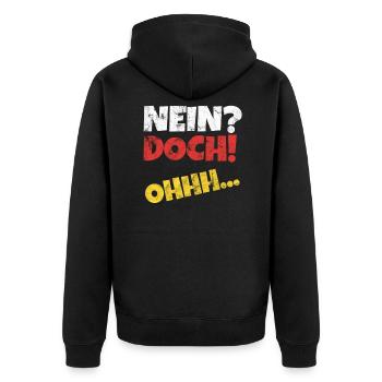 Nein Doch Ohhh Vintage Retro Oh - Unisex Premium Bio Zip Hoodie - Schwarz - Hinten - Nico (187cm)