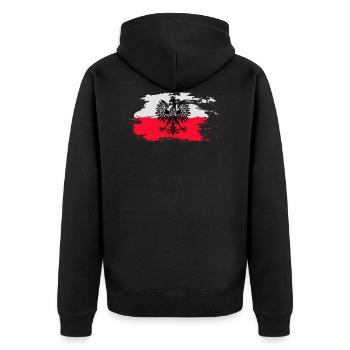 Polen Adler - Unisex Premium Bio Zip Hoodie - Schwarz - Hinten - Nico (187cm)