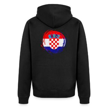 Kroatien - Unisex Premium Bio Zip Hoodie - Schwarz - Hinten - Nico (187cm)