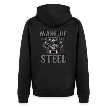 Motorrad Motorradfahrer Biker Geschenkidee - Unisex Premium Bio Zip Hoodie - Schwarz - Hinten - Nico (187cm)