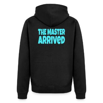 The Master arrived - Unisex Premium Bio Zip Hoodie - Schwarz - Hinten - Nico (187cm)