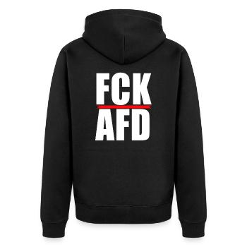 Fuck Afd Anti Rassismus Gegen Rechts - Unisex Premium Bio Zip Hoodie - Schwarz - Hinten - Nico (187cm)