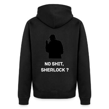 Sherlock? - Unisex Premium Bio Zip Hoodie - Schwarz - Hinten - Nico (187cm)