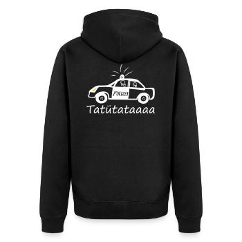 Tobi´s Polizeiauto Tatütataaa - Unisex Premium Bio Zip Hoodie - Schwarz - Hinten - Nico (187cm)