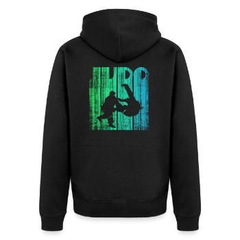 judo - Unisex Premium Bio Zip Hoodie - Schwarz - Hinten - Nico (187cm)