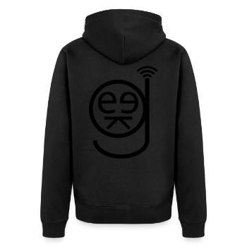 Geek (Typo-Edition) - Unisex Premium Bio Zip Hoodie - Schwarz - Hinten - Nico (187cm)