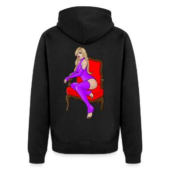 sitting girl - Unisex Premium Bio Zip Hoodie - Schwarz - Hinten - Nico (187cm)