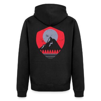 Panorama in den Bergen | Natur Wandern Aussicht - Unisex Premium Bio Zip Hoodie - Schwarz - Hinten - Nico (187cm)