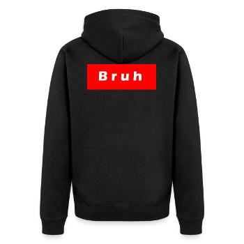 Bruh - Unisex Premium Bio Zip Hoodie - Schwarz - Hinten - Nico (187cm)