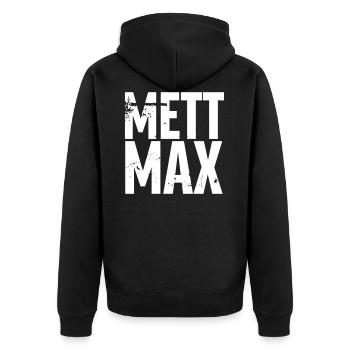 Mett Max - Unisex Premium Bio Zip Hoodie - Schwarz - Hinten - Nico (187cm)