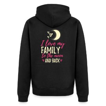 j'aime ma famille sur la lune et retour - Veste à capuche bio Premium Unisexe - noir - Dos - Nico (187cm)