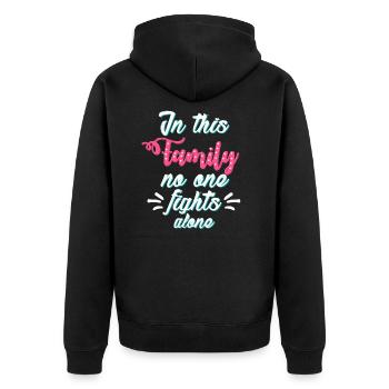 in this family no one fight alone - Unisex Premium Organic Zip Hoodie - black - Back - Nico (187cm)