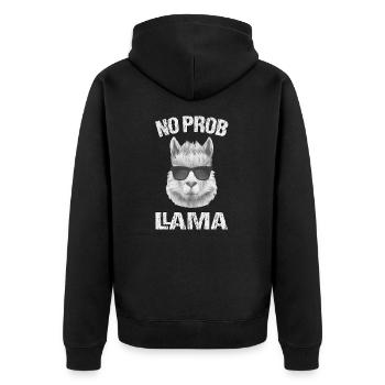 NO PROB LLAMA DISS BLACK PNG - Unisex Premium Bio Zip Hoodie - Schwarz - Hinten - Nico (187cm)