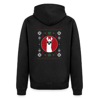 UGLY SWEATER LLAMA COLOR PNG - Unisex Premium Organic Zip Hoodie - black - Back - Nico (187cm)