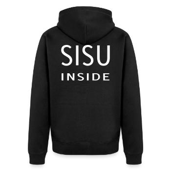 Sisu inside - Unisex Premium Organic Zip Hoodie - black - Back - Nico (187cm)