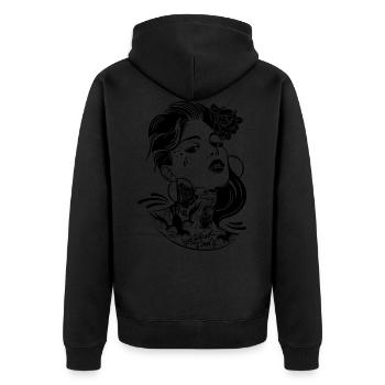 Sexy Tattoo Girl - Unisex Premium Bio Zip Hoodie - Schwarz - Hinten - Nico (187cm)