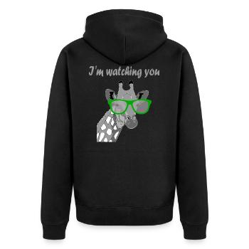 I´m watching you Giraffe Sonnenbrille Geschenk - Unisex Premium Bio Zip Hoodie - Schwarz - Hinten - Nico (187cm)