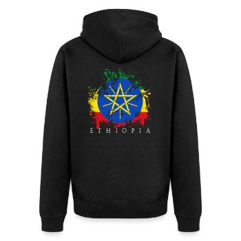 Éthiopie Éthiopie État du pavillon d'Addis-Abeba - Veste à capuche bio Premium Unisexe - noir - Dos - Nico (187cm)
