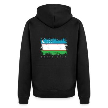 Drapeau de l'Ouzbékistan drapeau État de Tachkent Asie - Veste à capuche bio Premium Unisexe - noir - Dos - Nico (187cm)