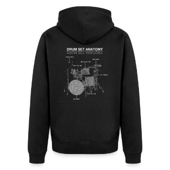 Drum Set Anatomie Drums Schlagzeuger Musiker Band - Unisex Premium Bio Zip Hoodie - Schwarz - Hinten - Nico (187cm)