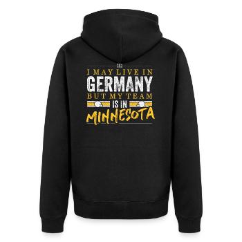 Minnesota Football Fans Germany - Unisex Premium Bio Zip Hoodie - Schwarz - Hinten - Nico (187cm)