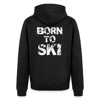 Skifahren, Skifahrer - Unisex Premium Bio Zip Hoodie - Schwarz - Hinten - Nico (187cm)