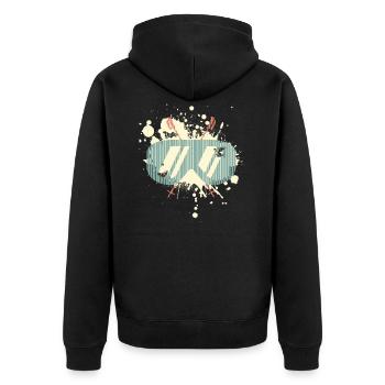 ski elements retro Skifahren, Ski, Skifahrer - Unisex Premium Bio Zip Hoodie - Schwarz - Hinten - Nico (187cm)
