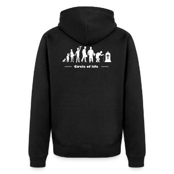 Circle of life, evolution, human life cycle - Unisex Premium Organic Zip Hoodie - black - Back - Nico (187cm)