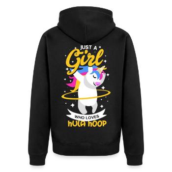 Hula Hoop Einhorn - Unisex Premium Bio Zip Hoodie - Schwarz - Hinten - Nico (187cm)