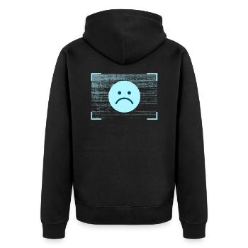 pathfinder sad screen - Unisex Premium Bio Zip Hoodie - Schwarz - Hinten - Nico (187cm)