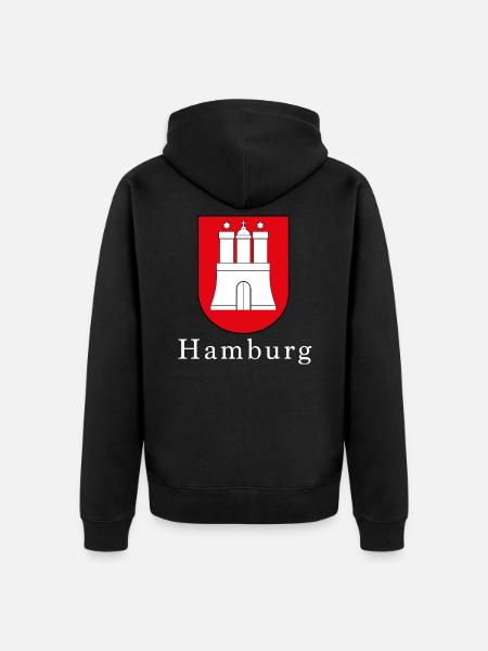Hamburg Wappen - Unisex Premium Bio Zip Hoodie - Schwarz