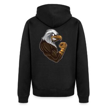 Eagle At The Gym | Work Out Fitness Muscles Power - Unisex Premium Organic Zip Hoodie - black - Back - Nico (187cm)