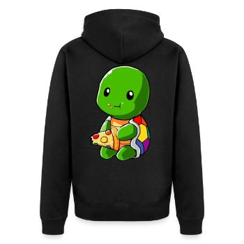 Schildkröte LGBT Pizza Gay Pride - Unisex Premium Bio Zip Hoodie - Schwarz - Hinten - Nico (187cm)