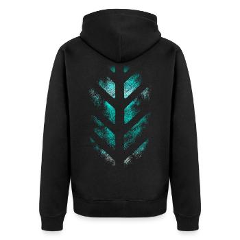 Alien Gesicht - Science- Fiction Gladiator Panzer. - Unisex Premium Bio Zip Hoodie - Schwarz - Hinten - Nico (187cm)