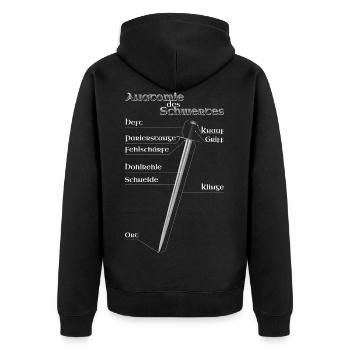 Anatomie des Schwertes - für Schwertkämpfer - Unisex Premium Bio Zip Hoodie - Schwarz - Hinten - Nico (187cm)