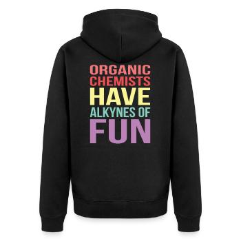 Chemie - Unisex Premium Bio Zip Hoodie - Schwarz - Hinten - Nico (187cm)