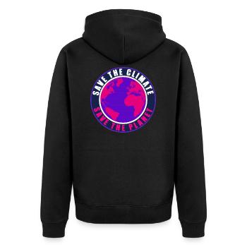 Save the Climate Save the Planet - Unisex Premium Organic Zip Hoodie - black - Back - Nico (187cm)